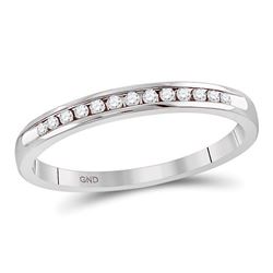 Diamond Single Row Channel-set Wedding Band 1/10 Cttw 14kt White Gold