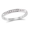 Image 1 : Diamond Single Row Channel-set Wedding Band 1/10 Cttw 14kt White Gold