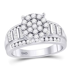 Diamond Cluster Bridal Wedding Engagement Ring 1.00 Cttw 10kt White Gold