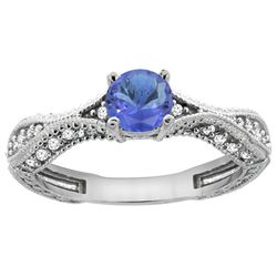 0.84 CTW Tanzanite & Diamond Ring 14K White Gold - REF-70M2K