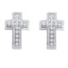 Image 1 : Diamond Small Cross Screwback Earrings 1/10 Cttw 10kt White Gold