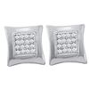 Unisex Diamond Kite Square Screwback Stud Earrings 1/10 Cttw 10k White Gold