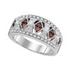 Image 1 : Round Brown Diamond Milgrain Symmetrical Band Ring 1/3 Cttw 10kt White Gold