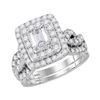 Emerald Diamond Bridal Wedding Engagement Ring Band Set 2.00 Cttw 14kt White Gold