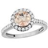 Image 1 : 1.08 CTW Morganite & Diamond Ring 14K White Gold - REF-55F5N