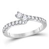 Diamond 2-stone Bridal Wedding Engagement Ring 1/2 Cttw 14kt White Gold