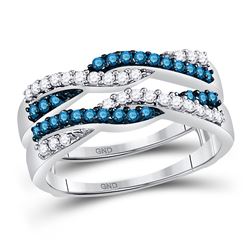 Round Blue Color Enhanced Diamond Band Ring 1/2 Cttw 10kt White Gold