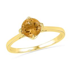 Round Lab-Created Citrine Solitaire Ring 3/4 Cttw 10kt Yellow Gold