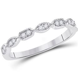 Diamond Geometric Stackable Band Ring 1/10 Cttw 14kt White Gold