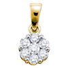 Diamond Flower Cluster Pendant 1/4 Cttw 14kt Yellow Gold