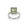Genuine 5.62 ctw Green Amethyst & Diamond Ring 14KT White Gold - REF-82X9M