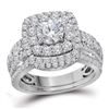 Diamond Halo Bridal Wedding Engagement Ring Band Set 2-1/2 Cttw 14kt White Gold