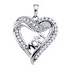Diamond Mom Mother Heart Outline Pendant 1/5 Cttw 10kt White Gold
