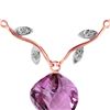 Genuine 10.77 ctw Amethyst & Diamond Necklace 14KT Rose Gold - REF-40P5H