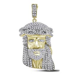 Mens Diamond Jesus Christ Messiah Charm Pendant 1-1/3 Cttw 10kt Yellow Gold