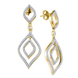 Diamond Dangle Earrings 1-3/8 Cttw 10kt Yellow Gold