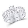 Diamond Bridal Wedding Engagement Ring Band Set 1-1/3 Cttw 14kt White Gold