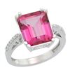 5.52 CTW Pink Topaz & Diamond Ring 14K White Gold - REF-54X4M
