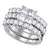 Diamond 3-Piece Bridal Wedding Engagement Ring Band Set 4.00 Cttw 14kt White Gold