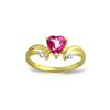 Genuine 0.96 ctw Pink Topaz & Diamond Ring 14KT Yellow Gold - REF-42X2M