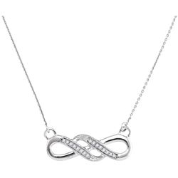 Diamond Infinity Pendant Necklace 1/20 Cttw 10kt White Gold