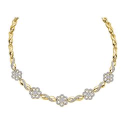 Diamond Infinity Flower Cluster Necklace 2.00 Cttw 14kt Yellow Gold