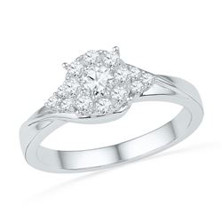 Diamond Cluster Bridal Wedding Engagement Ring 1/2 Cttw 10kt Yellow Gold