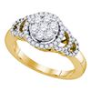 Image 1 : Diamond Cluster Ring 3/4 Cttw 10kt Yellow Gold