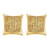 Image 1 : Mens Round Yellow Color Enhanced Diamond Cluster Square Kite Earrings 1/20 Cttw 10kt Yellow Gold