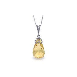 Genuine 7 ctw Citrine Necklace 14KT White Gold - REF-25F3Z