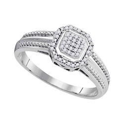 Diamond Square Cluster Bridal Wedding Engagement Ring 1/10 Cttw 10kt White Gold