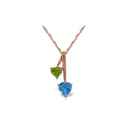 Genuine 1.40 ctw Blue Topaz & Peridot Necklace 14KT Rose Gold - REF-23X8M