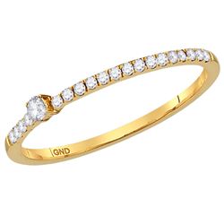 Diamond Solitaire Stackable Band Ring 1/8 Cttw 14kt Yellow Gold