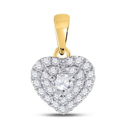 Diamond Fashion Heart Pendant 1/3 Cttw 14kt Yellow Gold