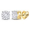 Image 1 : Diamond Circle Frame Solitaire Stud Earrings 1/5 Cttw 10kt Yellow Gold