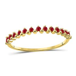 Round Ruby Single Row Stackable Ring 1/8 Cttw 10kt Yellow Gold