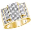 Image 1 : Mens Diamond Rectangle Elevated Cluster Ring 3/4 Cttw 10kt Yellow Gold