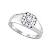 Image 1 : Mens Diamond Cluster Ring 1/2 Cttw 14kt White Gold