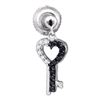 Image 1 : Round Black Color Enhanced Diamond Key Heart Dangle Earrings 1/6 Cttw 10kt White Gold