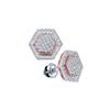 Image 1 : Diamond Cluster Rose-tone Hexagon Stud Earrings 1/3 Cttw 10kt White Gold