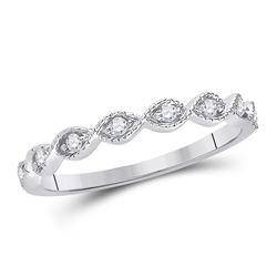 Diamond Twist Stackable Band Ring 1/10 Cttw 14kt White Gold