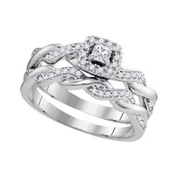 Diamond Bridal Wedding Engagement Ring Band Set 1/3 Cttw 10kt White Gold