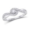 Image 1 : Diamond Solitaire Swirl Promise Bridal Ring 1/5 Cttw 10kt White Gold