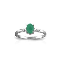 Genuine 0.51 ctw Emerald & Diamond Ring 14KT White Gold - REF-30W5Y