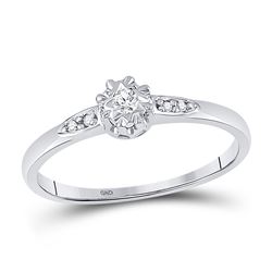 Diamond Solitaire Bridal Wedding Engagement Ring 1/20 Cttw 10kt White Gold