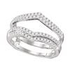 Image 1 : Diamond Chevron Wrap Ring Guard Enhancer Wedding Band 1/2 Cttw 14kt White Gold