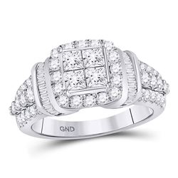 Diamond Square Frame Cluster Ring 1-3/4 Cttw 10kt White Gold