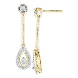 Diamond Teardrop Screwback Dangle Earrings 1/4 Cttw 10kt Yellow Gold