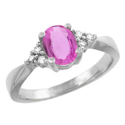 1.06 CTW Pink Sapphire & Diamond Ring 10K White Gold - REF-43V8R