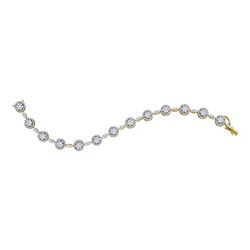 Diamond Tennis Flower Cluster Bracelet 3-1/2 Cttw 14kt Yellow Gold